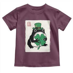 Vintage Japanese Grumpy Frog Toddler T Shirt Lucky St Paddys Day TS12 Maroon Print Your Wear