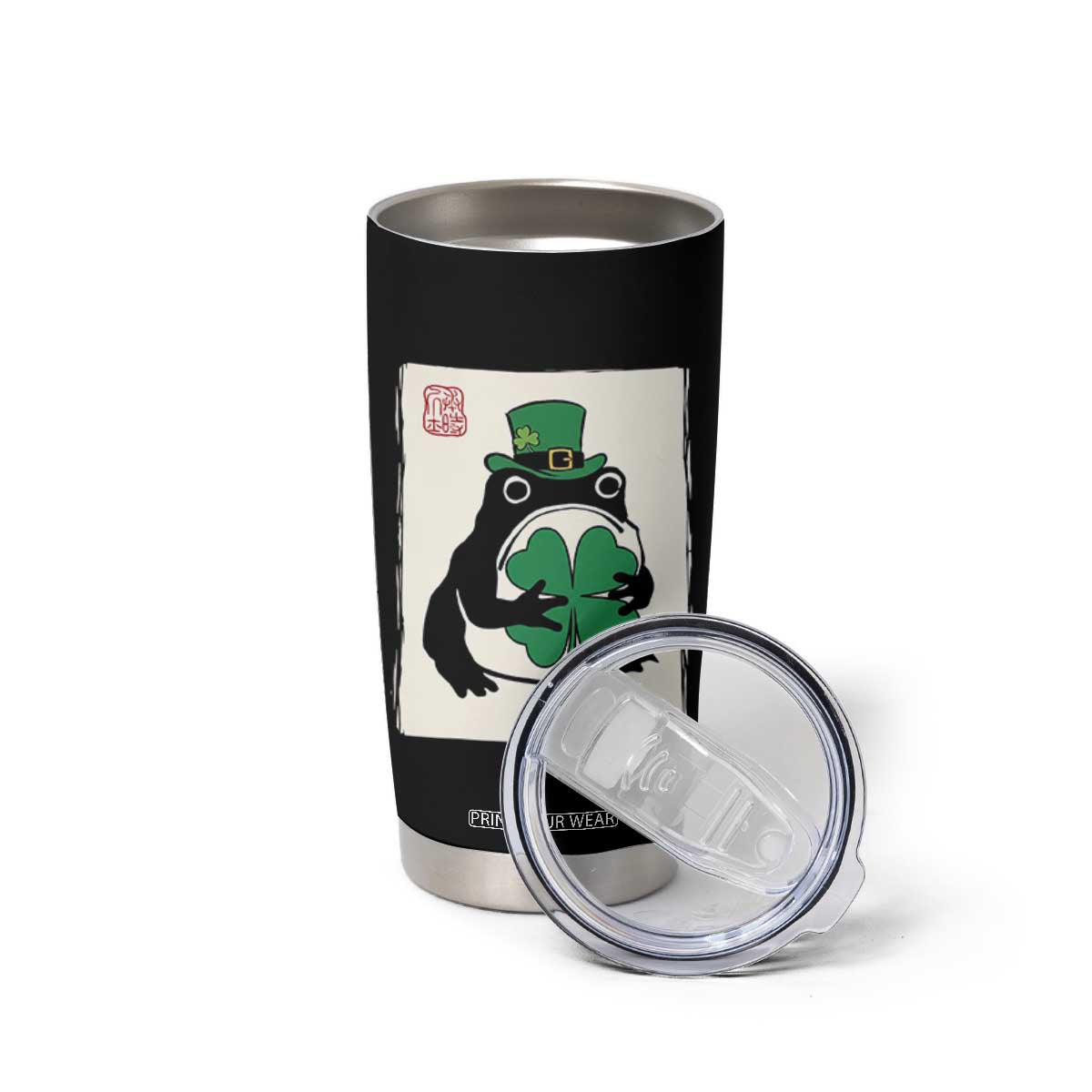 Vintage Japanese Grumpy Frog Tumbler Cup Lucky St Paddys Day TS12 Print Your Wear
