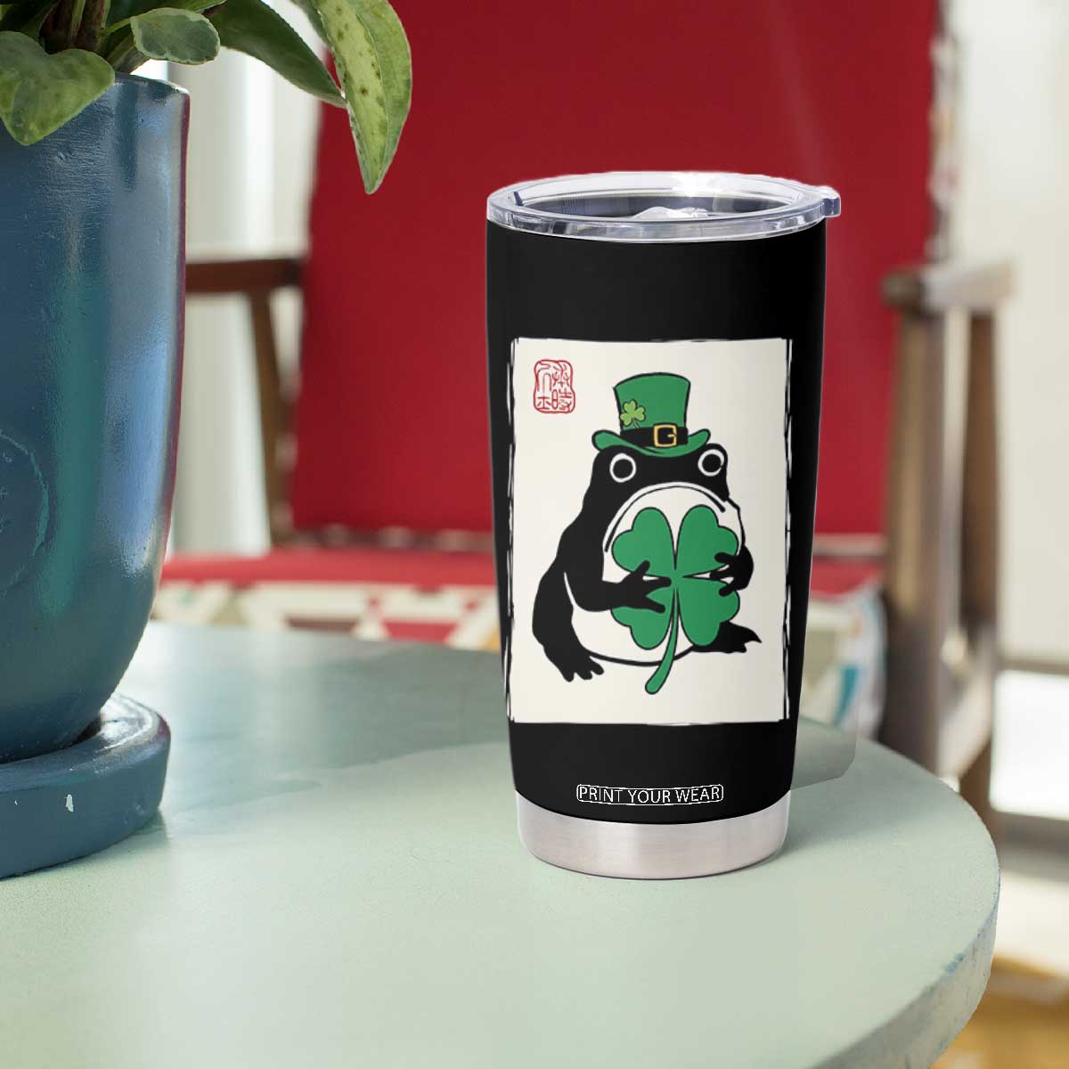 Vintage Japanese Grumpy Frog Tumbler Cup Lucky St Paddys Day TS12 Print Your Wear