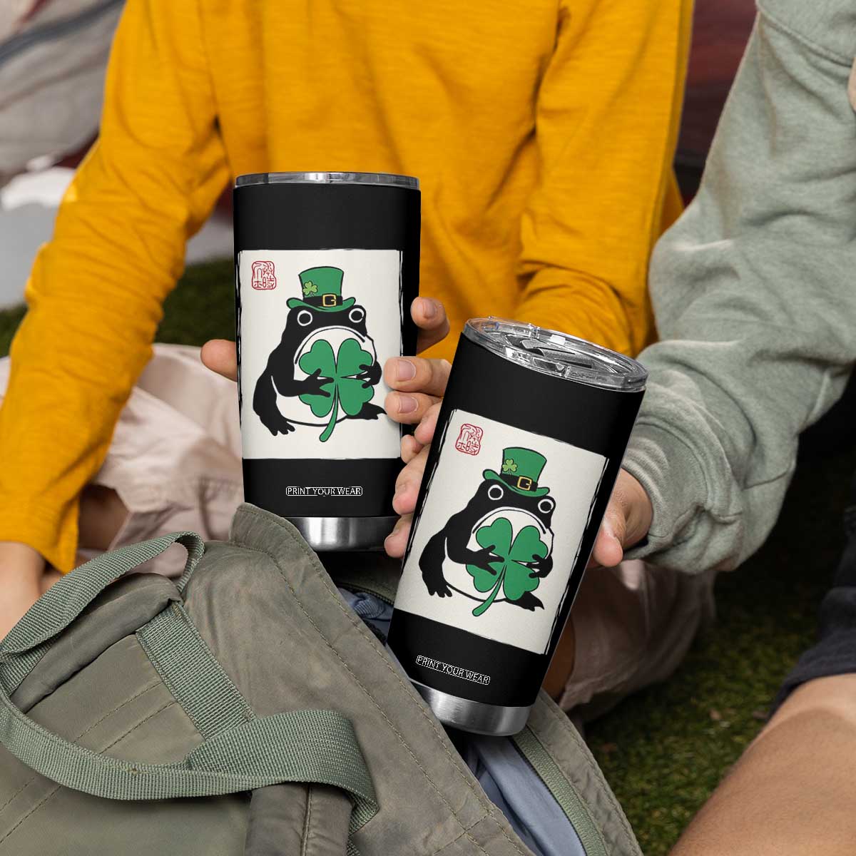 Vintage Japanese Grumpy Frog Tumbler Cup Lucky St Paddys Day TS12 Print Your Wear