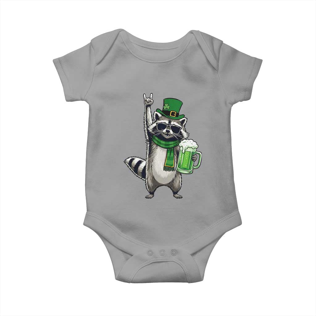 Funny Raccoon Rock On Baby Onesie St Patricks Day Gift TS12 Sport Gray Print Your Wear