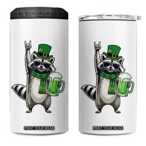 Funny Raccoon Rock On 4 in 1 Can Cooler Tumbler St Patricks Day Gift TS12 One Size: 16 oz White Print Your Wear