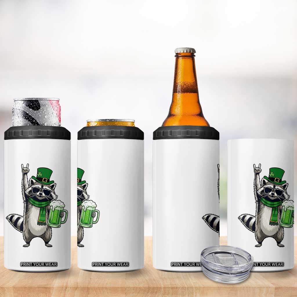 Funny Raccoon Rock On 4 in 1 Can Cooler Tumbler St Patricks Day Gift TS12 Print Your Wear