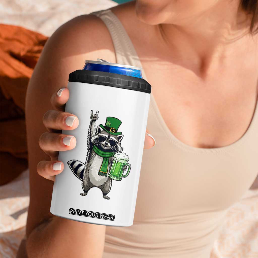 Funny Raccoon Rock On 4 in 1 Can Cooler Tumbler St Patricks Day Gift TS12 Print Your Wear