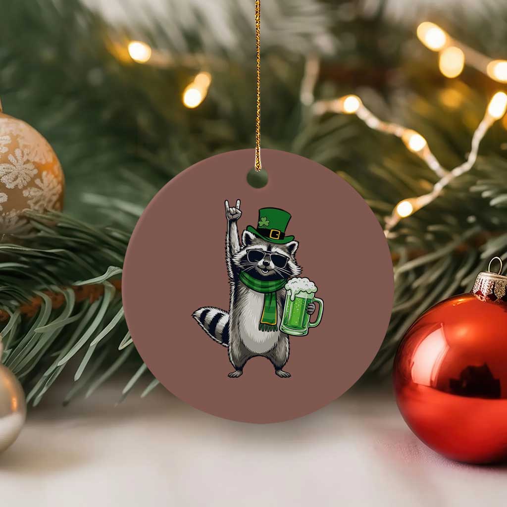 Funny Raccoon Rock On Ceramic Ornament St Patricks Day Gift TS12 1pc Mocha Print Your Wear