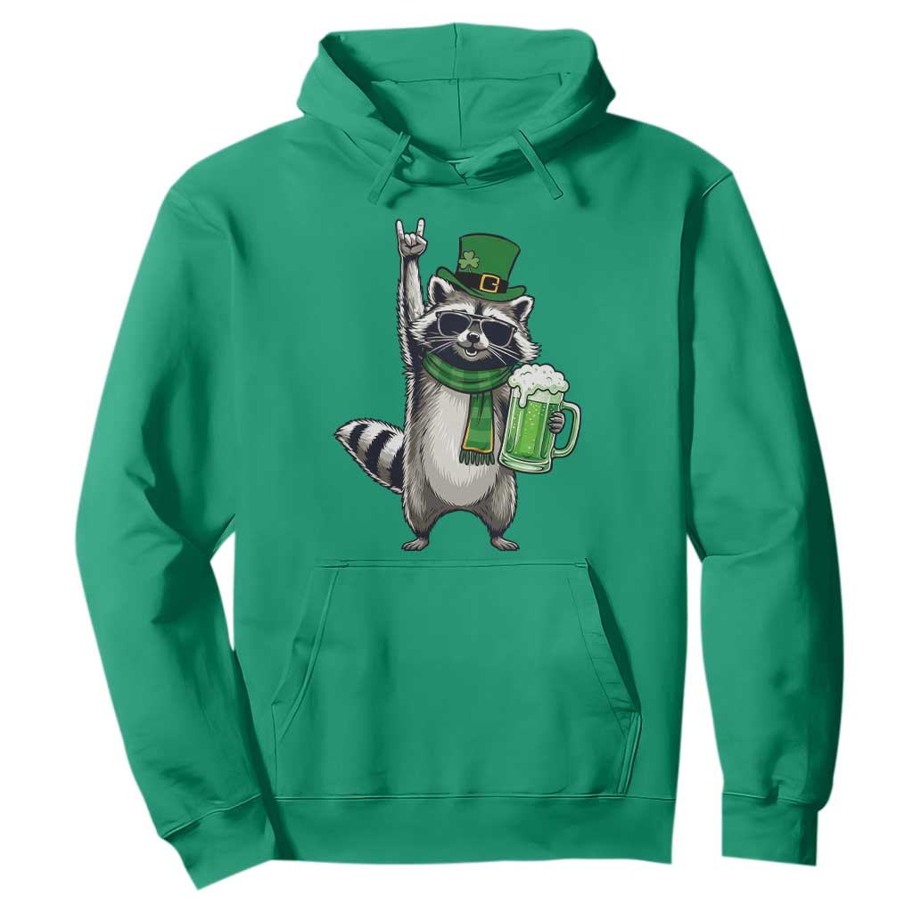 Funny Raccoon Rock On Hoodie St Patricks Day Gift TS12 Irish Green Print Your Wear