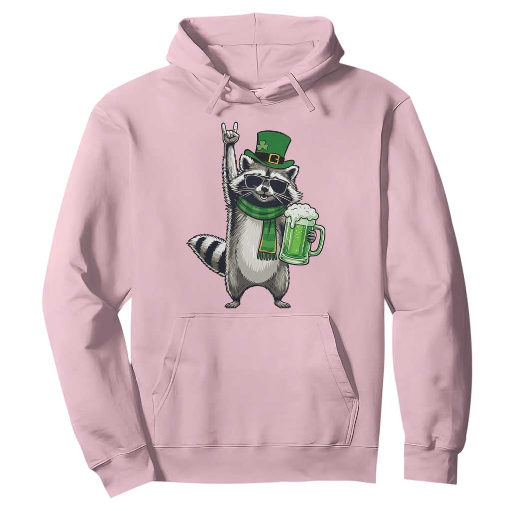Funny Raccoon Rock On Hoodie St Patricks Day Gift TS12 Light Pink Print Your Wear
