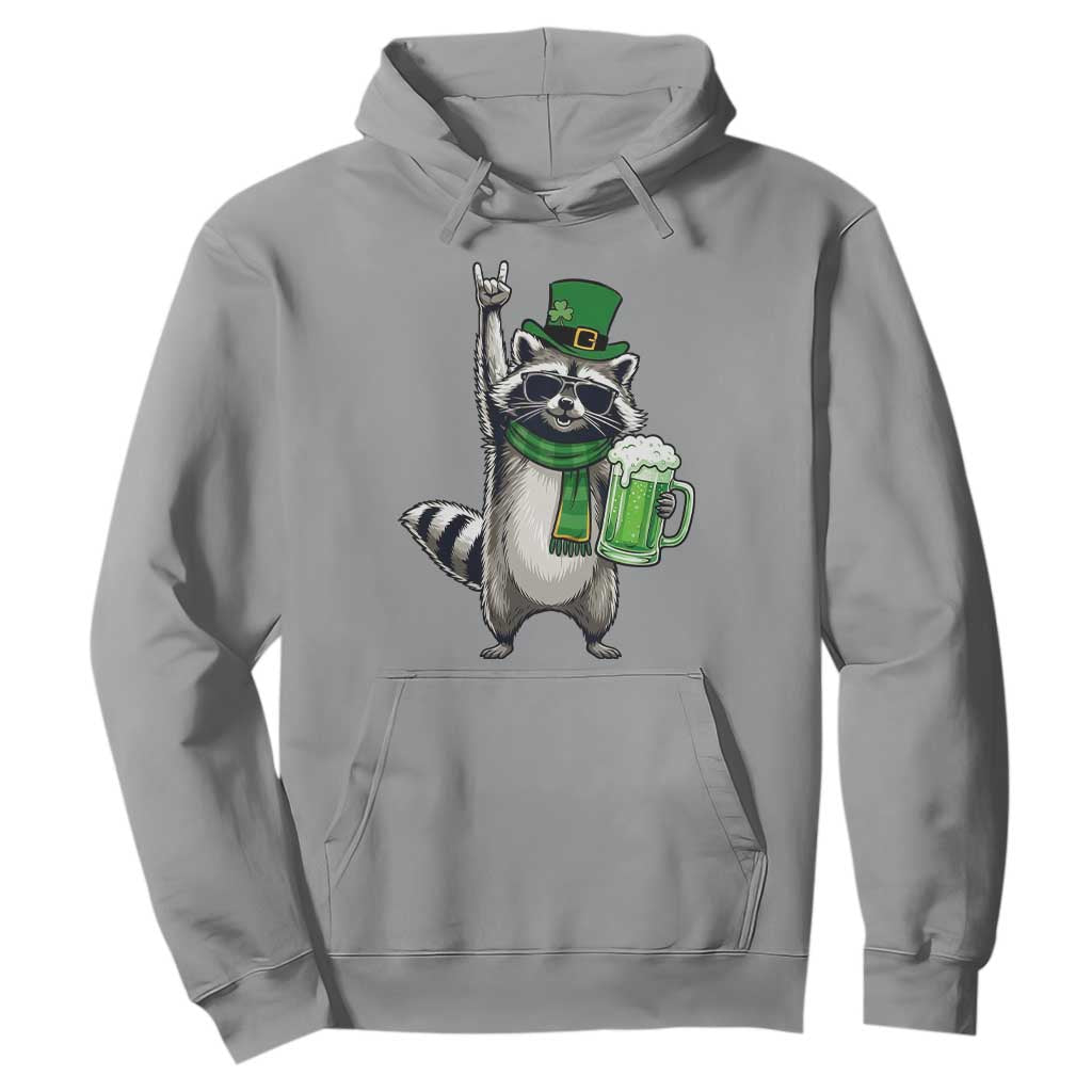 Funny Raccoon Rock On Hoodie St Patricks Day Gift TS12 Sport Gray Print Your Wear