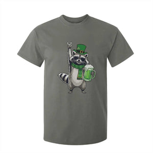 Funny Raccoon Rock On T Shirt For Kid St Patricks Day Gift TS12 Military Green Print Your Wear