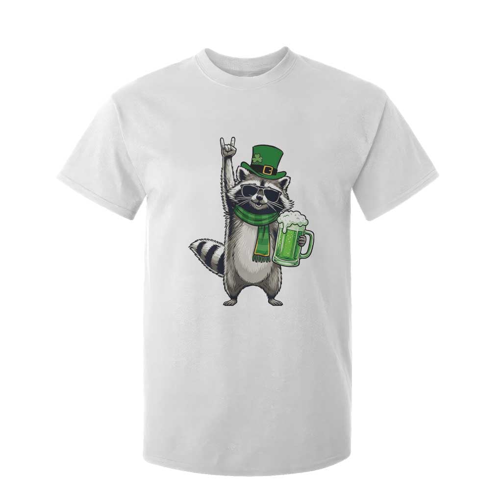 Funny Raccoon Rock On T Shirt For Kid St Patricks Day Gift TS12 White Print Your Wear