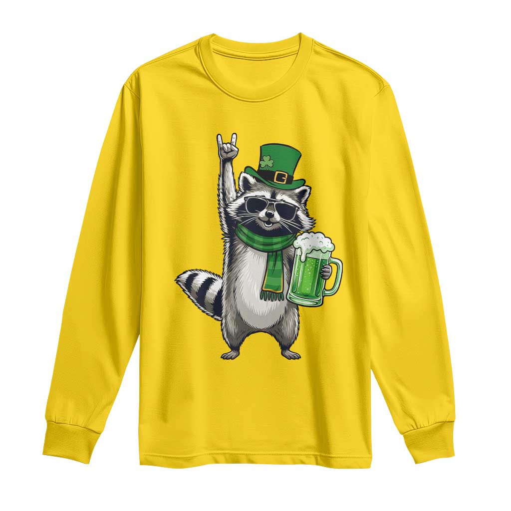 Funny Raccoon Rock On Long Sleeve Shirt St Patricks Day Gift TS12 Daisy Print Your Wear