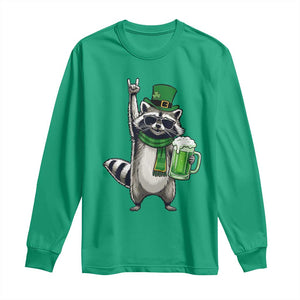 Funny Raccoon Rock On Long Sleeve Shirt St Patricks Day Gift TS12 Irish Green Print Your Wear