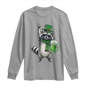 Funny Raccoon Rock On Long Sleeve Shirt St Patricks Day Gift TS12 Sport Gray Print Your Wear