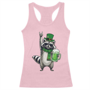 Funny Raccoon Rock On Racerback Tank Top St Patricks Day Gift TS12 Light Pink Print Your Wear