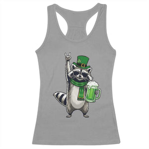Funny Raccoon Rock On Racerback Tank Top St Patricks Day Gift TS12 Sport Gray Print Your Wear