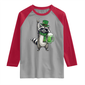 Funny Raccoon Rock On Raglan Shirt St Patricks Day Gift TS12 Sport Gray Red Print Your Wear