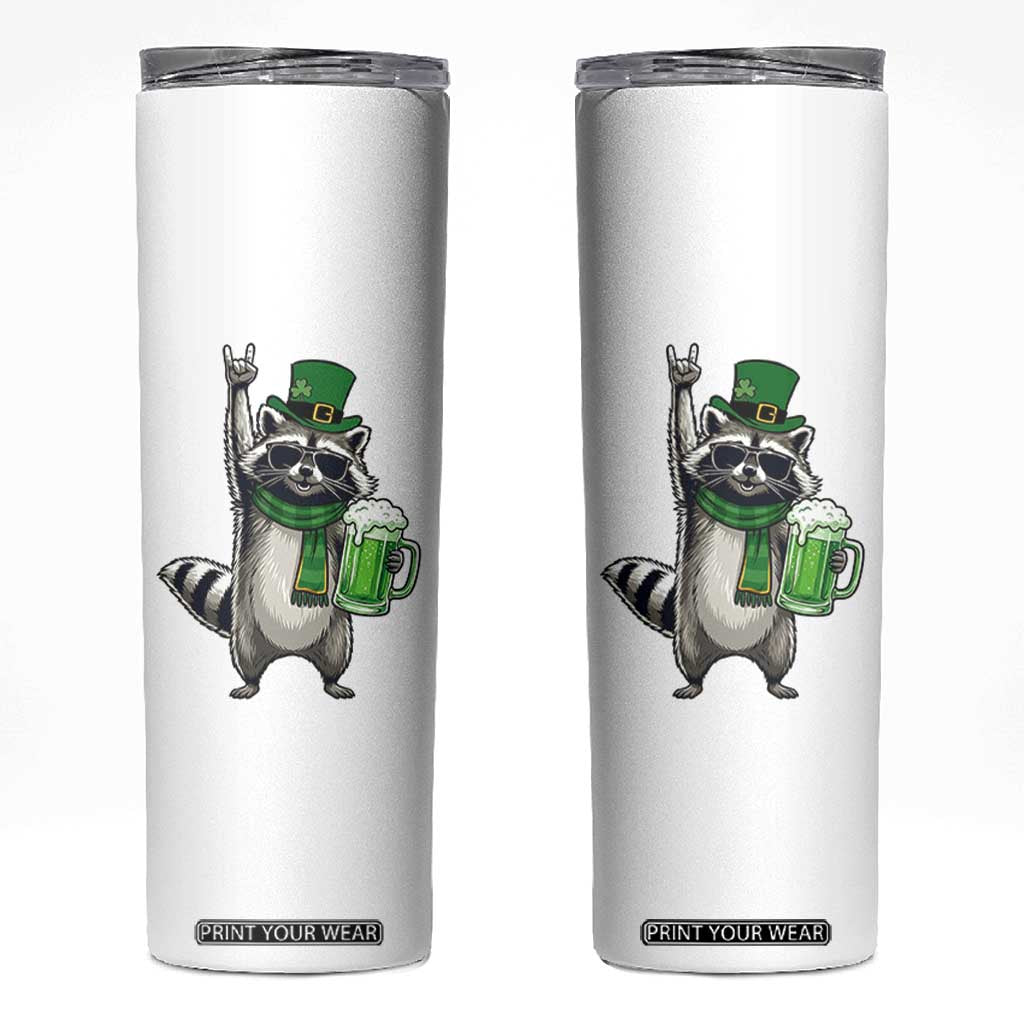 Funny Raccoon Rock On Skinny Tumbler St Patricks Day Gift TS12 White Print Your Wear