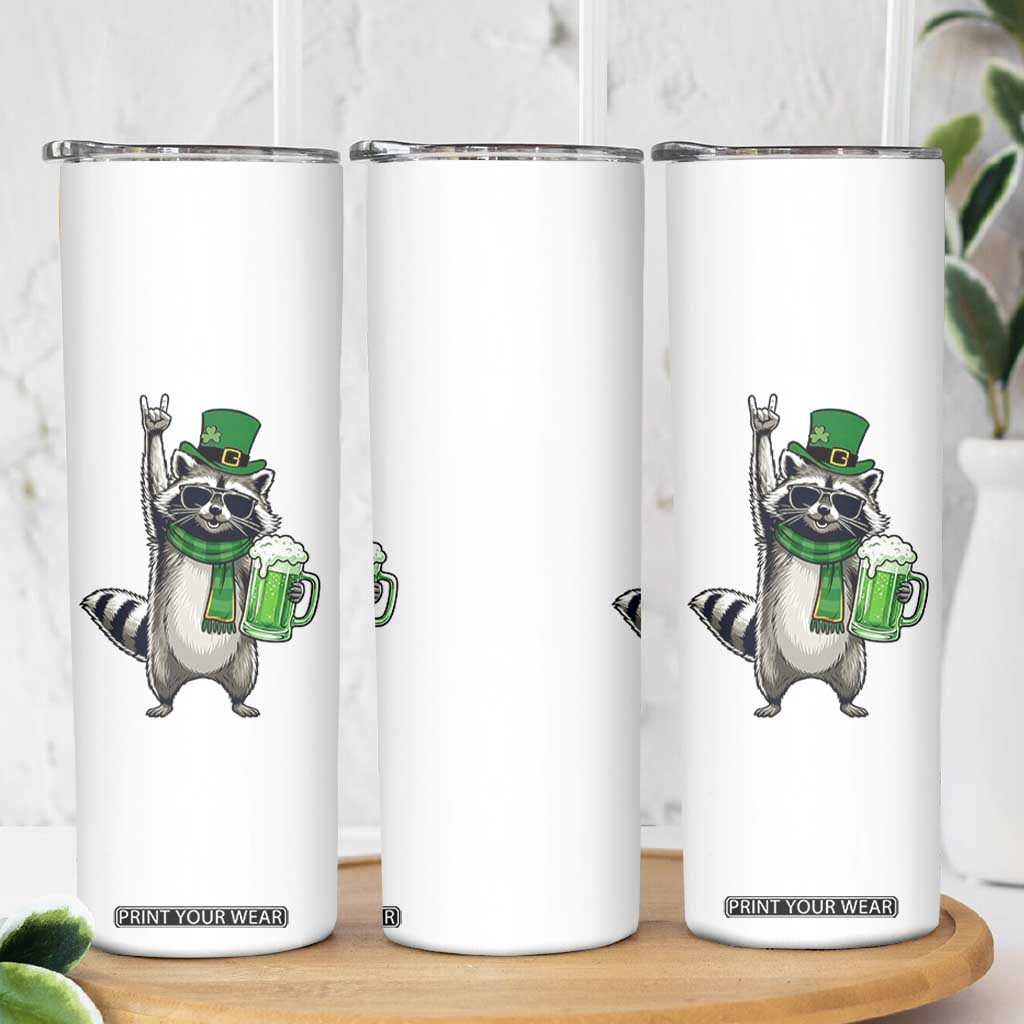 Funny Raccoon Rock On Skinny Tumbler St Patricks Day Gift TS12 Print Your Wear