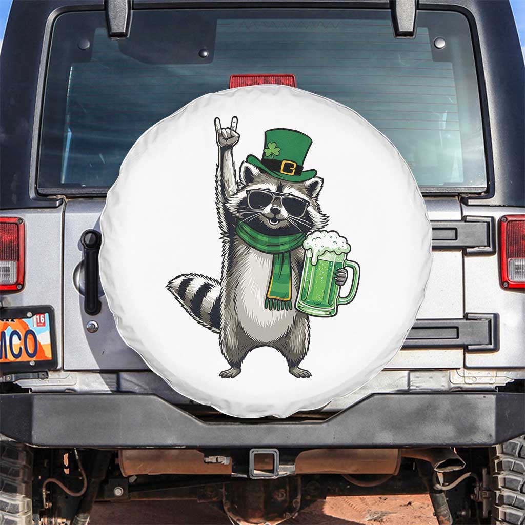 Funny Raccoon Rock On Spare Tire Cover St Patricks Day Gift TS12 No hole Black Print Your Wear