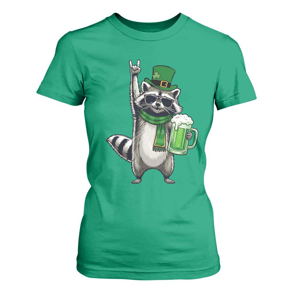 Funny Raccoon Rock On T Shirt For Women St Patricks Day Gift TS12 Irish Green Print Your Wear