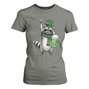 Funny Raccoon Rock On T Shirt For Women St Patricks Day Gift TS12 Military Green Print Your Wear