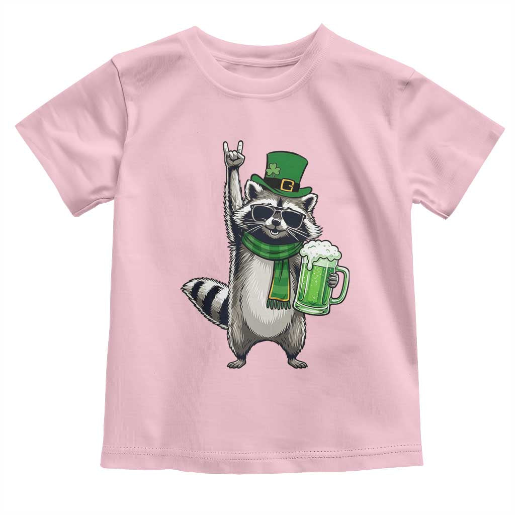 Funny Raccoon Rock On Toddler T Shirt St Patricks Day Gift TS12 Light Pink Print Your Wear