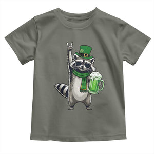 Funny Raccoon Rock On Toddler T Shirt St Patricks Day Gift TS12 Military Green Print Your Wear