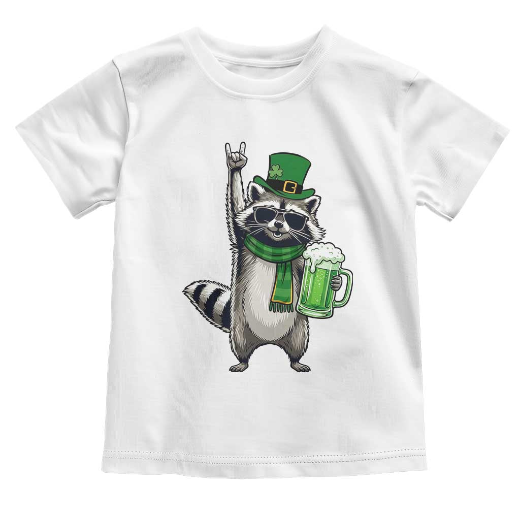 Funny Raccoon Rock On Toddler T Shirt St Patricks Day Gift TS12 White Print Your Wear