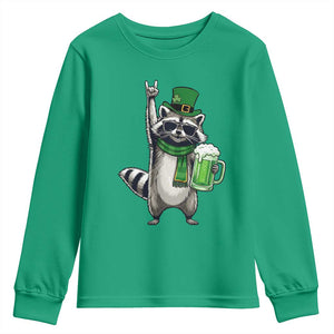 Funny Raccoon Rock On Youth Sweatshirt St Patricks Day Gift TS12 Irish Green Print Your Wear