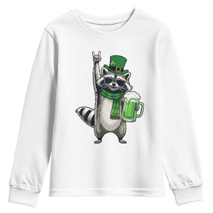 Funny Raccoon Rock On Youth Sweatshirt St Patricks Day Gift TS12 White Print Your Wear