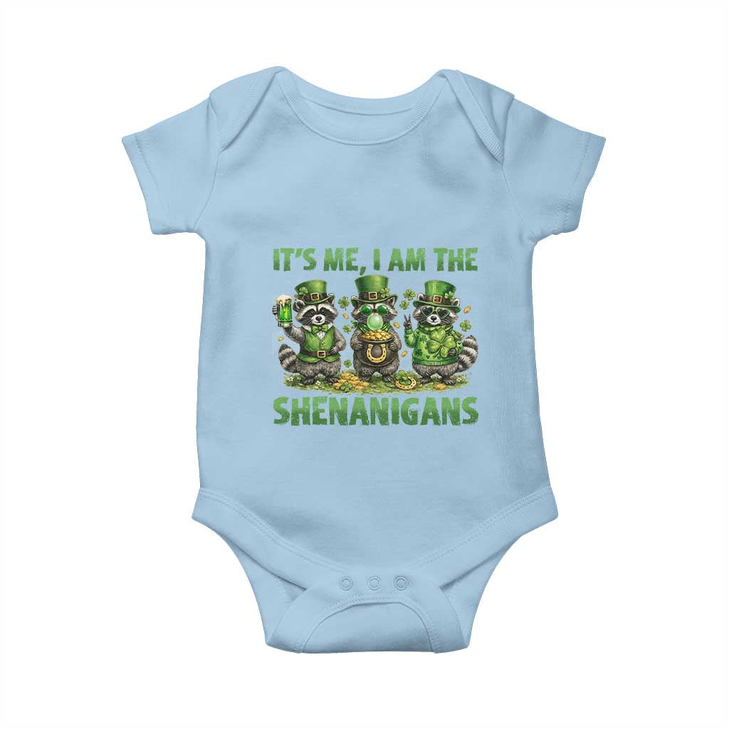I Am The Shenanigans Baby Onesie Funny Irish Raccoon St Patricks Day TS12 Light Blue Print Your Wear