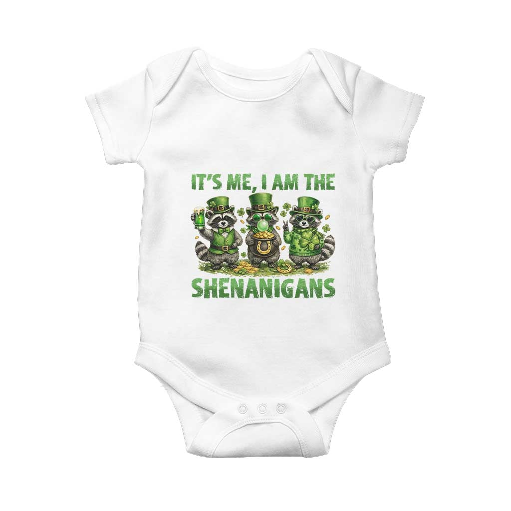 I Am The Shenanigans Baby Onesie Funny Irish Raccoon St Patricks Day TS12 White Print Your Wear