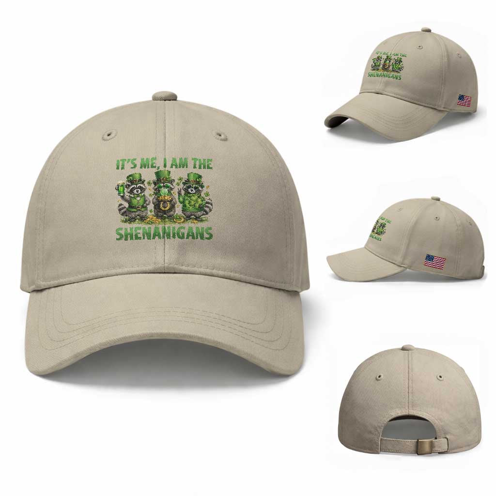 I Am The Shenanigans Baseball Cap Funny Irish Raccoon St Patricks Day TS12 Baseball Cap Universal Fit Beige Print Your Wear