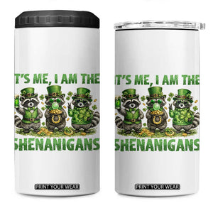 I Am The Shenanigans 4 in 1 Can Cooler Tumbler Funny Irish Raccoon St Patricks Day TS12 One Size: 16 oz White Print Your Wear