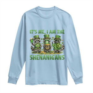 I Am The Shenanigans Long Sleeve Shirt Funny Irish Raccoon St Patricks Day TS12 Light Blue Print Your Wear