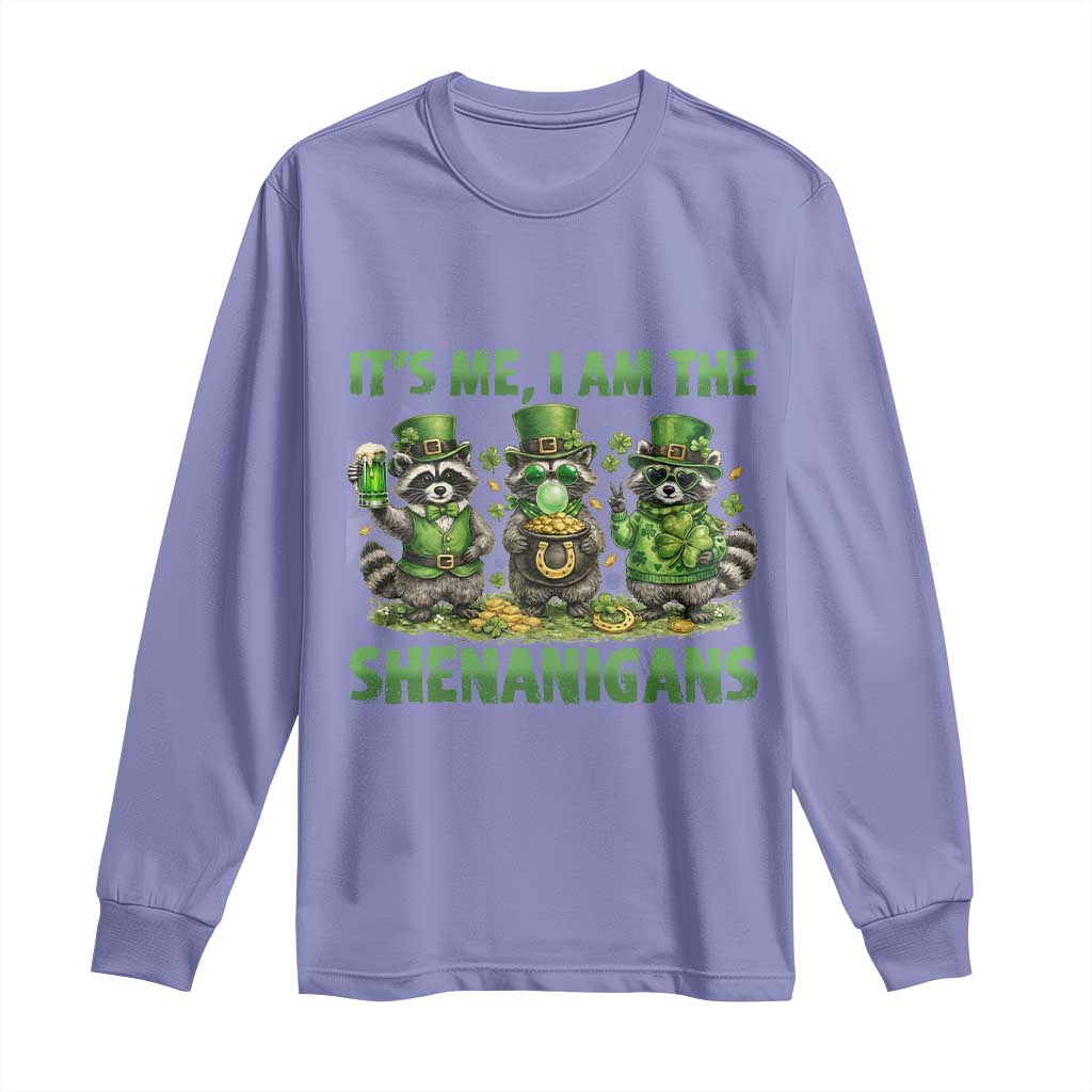 I Am The Shenanigans Long Sleeve Shirt Funny Irish Raccoon St Patricks Day TS12 Violet Print Your Wear