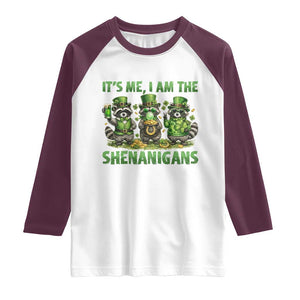 I Am The Shenanigans Raglan Shirt Funny Irish Raccoon St Patricks Day TS12 White Maroon Print Your Wear
