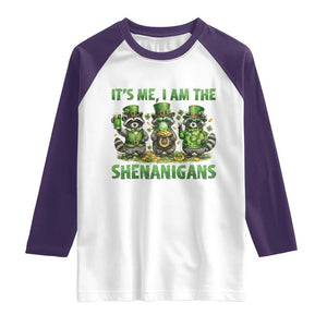 I Am The Shenanigans Raglan Shirt Funny Irish Raccoon St Patricks Day TS12 White Purple Print Your Wear