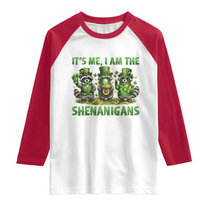 I Am The Shenanigans Raglan Shirt Funny Irish Raccoon St Patricks Day TS12 White Red Print Your Wear
