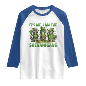 I Am The Shenanigans Raglan Shirt Funny Irish Raccoon St Patricks Day TS12 White Royal Print Your Wear