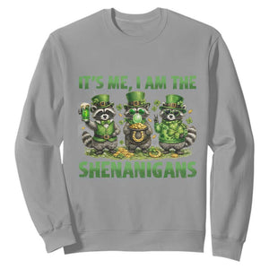 I Am The Shenanigans Sweatshirt Funny Irish Raccoon St Patricks Day TS12 Sport Gray Print Your Wear