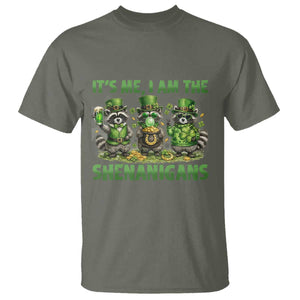 I Am The Shenanigans T Shirt Funny Irish Raccoon St Patricks Day TS12 Military Green Print Your Wear