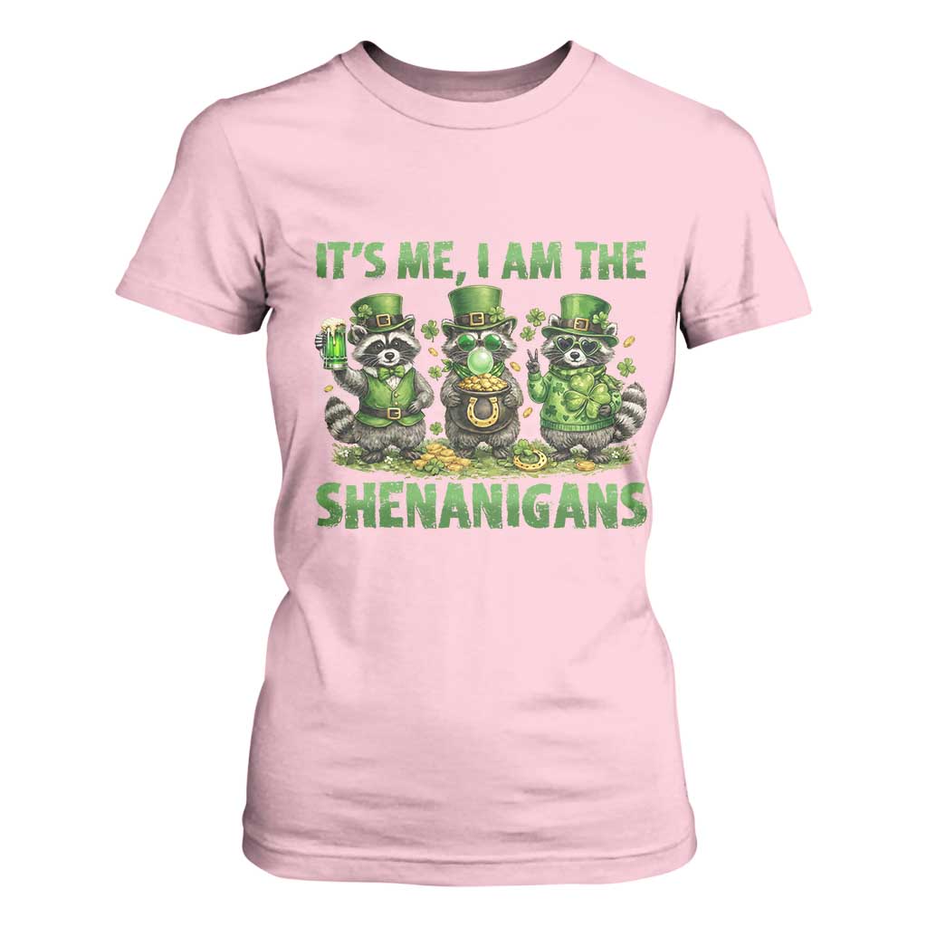 I Am The Shenanigans T Shirt For Women Funny Irish Raccoon St Patricks Day TS12 Light Pink Print Your Wear