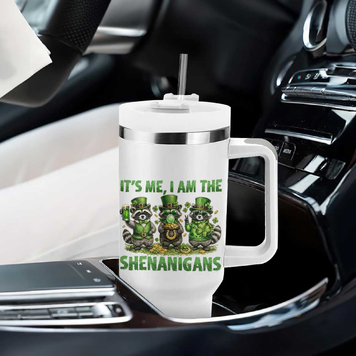 I Am The Shenanigans Tumbler With Handle Funny Irish Raccoon St Patricks Day TS12 Print Your Wear