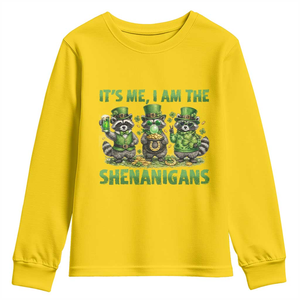 I Am The Shenanigans Youth Sweatshirt Funny Irish Raccoon St Patricks Day TS12 Daisy Print Your Wear