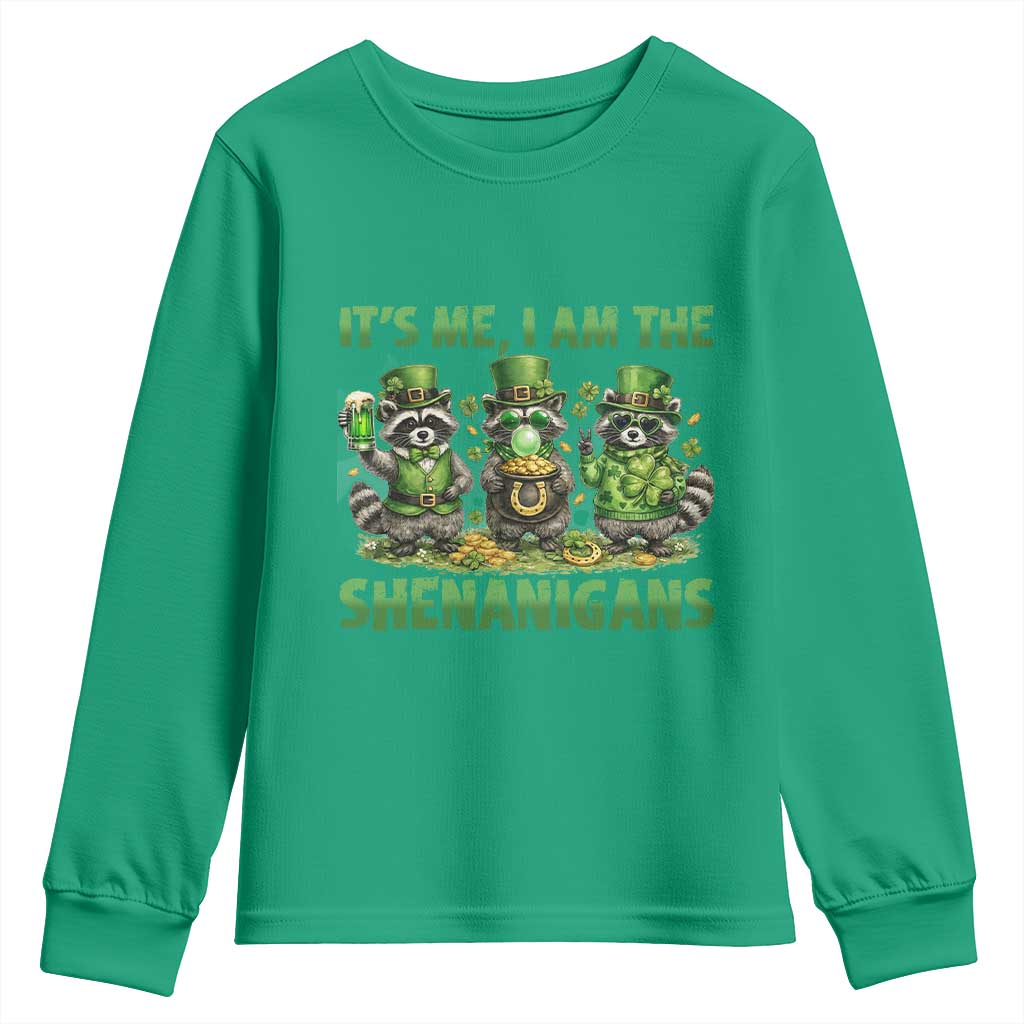 I Am The Shenanigans Youth Sweatshirt Funny Irish Raccoon St Patricks Day TS12 Irish Green Print Your Wear