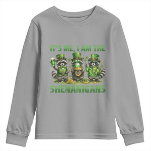 I Am The Shenanigans Youth Sweatshirt Funny Irish Raccoon St Patricks Day TS12 Sport Gray Print Your Wear
