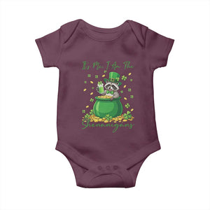 I Am The Shenanigans Baby Onesie Funny Irish Raccoon TS12 Maroon Print Your Wear