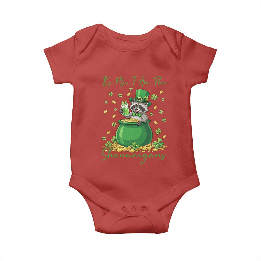 I Am The Shenanigans Baby Onesie Funny Irish Raccoon TS12 Red Print Your Wear