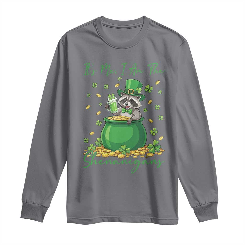 I Am The Shenanigans Long Sleeve Shirt Funny Irish Raccoon TS12 Charcoal Print Your Wear